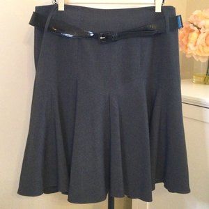 Chadwick’s, Dark Heather Grey Pleated "Skater" Style Skirt with Belt, Size 12P